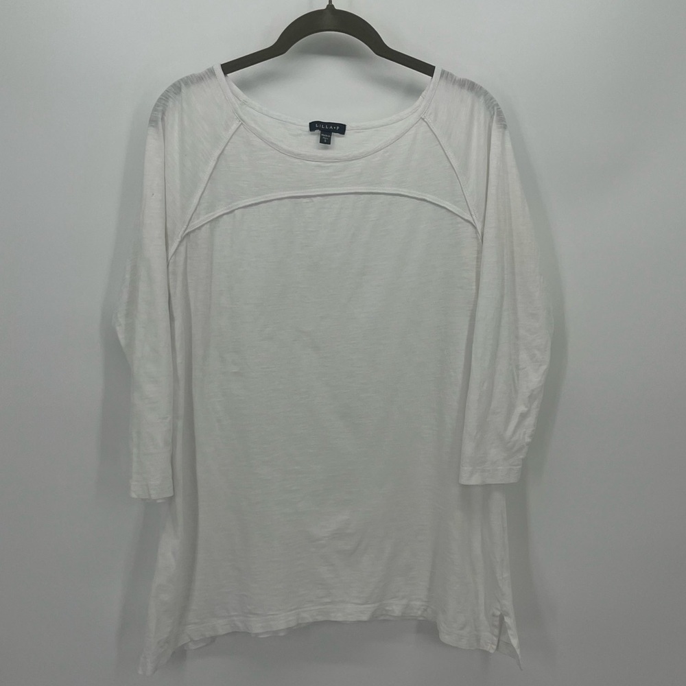 Lilla P white 3 quarter sleeve top. Gently worn condition.